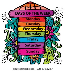 Days of the week, poster design for classroom decoration.