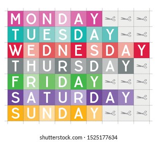 Days of the week printable vector teaching aid