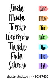 Days of the week. Simple vector hand lettering