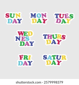 Days of the week: Sunday, Monday, Tuesday, Wednesday, Thursday, Friday, Saturday