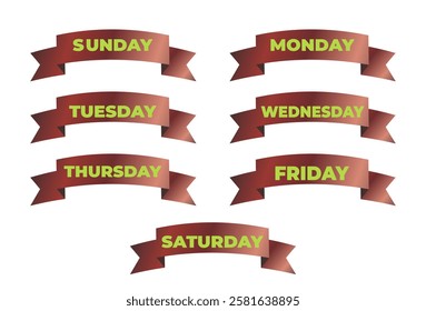 Days of the week: Sunday, Monday, Tuesday, Wednesday, Thursday, Friday, Saturday. vector illustration