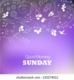 Days of the Week. Sunday Text good morning Sunday on a pink background 