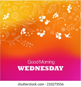 Days of the Week. Wednesday Text good morning Wednesday on a purple background 