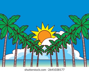 Daytime background illustration with palm trees