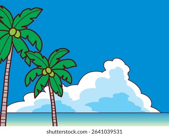 Daytime background illustration with palm trees