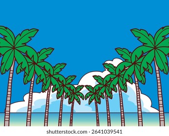 Daytime background illustration with palm trees