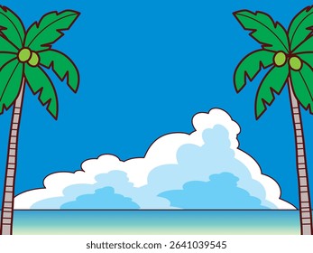 Daytime background illustration with palm trees