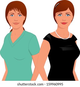 Daytime and nighttime look, vector illustration