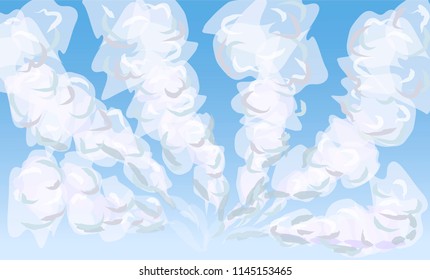 Daytime sky with layered cumulus clouds, vector illustration