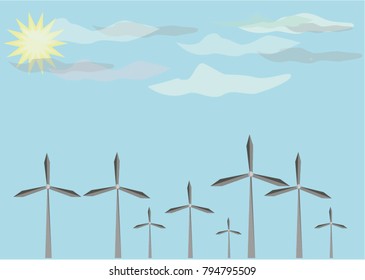 Daytime sky with windmills