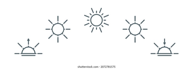 Daytime symbol. Change day and night cycle line icon. Movement path sun and moon. Clock with the time of day. Circle with arrow sun and moon. Vector illustration - Shutterstock ID 2072781575
