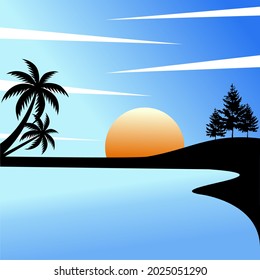 daytime view on the beach vector illustration 