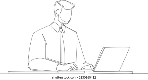 The day-to-day work of the accountant is to input and calculate the finances of a work process. Simple line drawing of accountant. Basic accountant. Vector illustration.