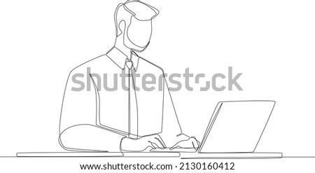 The day-to-day work of the accountant is to input and calculate the finances of a work process. Simple line drawing of accountant. Basic accountant. Vector illustration.