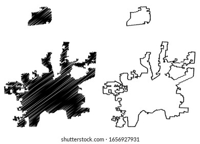 Dayton City, Ohio (United States cities, United States of America, usa city) map vector illustration, scribble sketch City of Dayton map