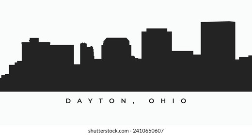 Dayton City Skyline Silhouette Illustration. Wolkenkratzer von Ohio, Vektorgrafik