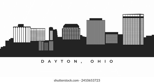 Dayton City Skyline Silhouette. Ohio cityscape grafik, Vektorgrafik