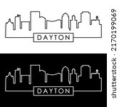 Dayton, OH skyline. Linear style. Editable vector file.