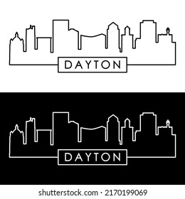 Dayton, OH Skyline. Linearer Stil. Bearbeitbare Vektordatei.