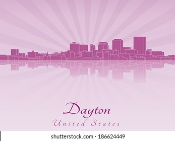 Dayton skyline in purple radiant orchid in editable vector file