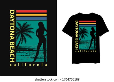 Daytona beach california stylish t-shirt and apparel trendy design and with typography lettering, print, vector illustration design.