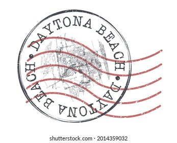 Daytona Beach, FL, USA Stamp Map Postal. Silhouette Seal Roads and Streets. Passport Round Design. Vector Icon. Design Retro Travel National Symbol.