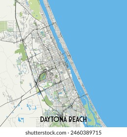 Daytona Beach, Florida, USA map poster art