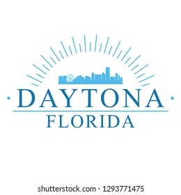 Daytona Florida. Banner Design. City Skyline. Silhouette Vector. Famous Monuments.