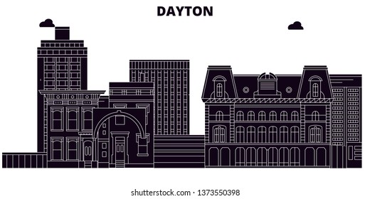 Dayton,United States, vector skyline, travel illustration, landmarks, sights. 