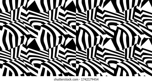 Dazzle Camouflage Schwarz-Weiß nahtlose abstrakte Muster Vector Illustration