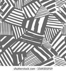 Dazzle camouflage seamless abstract pattern drawn by brush