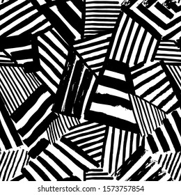 Dazzle camouflage seamless abstract pattern drawn by brush