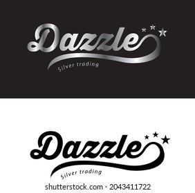 dazzle logo in silver and black color. Logo can be used for jewelry shop