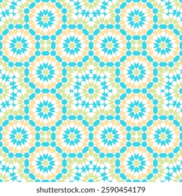 Dazzle Mosaic Pattern from Moroccan art, with turquoise, tan and Moon Green color.