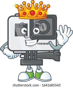 A dazzling of action camera stylized of King on cartoon mascot design