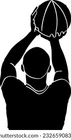 Dazzling Basketball Throw Back Side View Silhouettes - Striking Image, Back Side View Silhouettes of Basketball Player, Dynamic Basketball Throw, Epic Basketball Shot