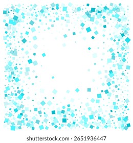 Deslumbrante aniversário espumante cyan stardust espalhado vetor pano de fundo Popping cubos. Design vetorial de arranjo de elementos azul cristalino.