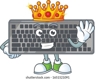Un deslumbrante teclado negro estilizado de King en el diseño de una mascota de dibujos animados