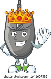 A dazzling of black mouse stylized of King on cartoon mascot design