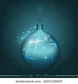 A dazzling blue Christmas ornament adorned with a white star pattern.