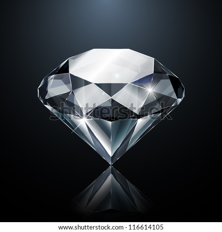 Dazzling diamond on black background