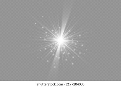 Dazzling flash. Bright Star. Magic dust. Brilliant vector. Bright sun. Glare. shining beam. Rash.
