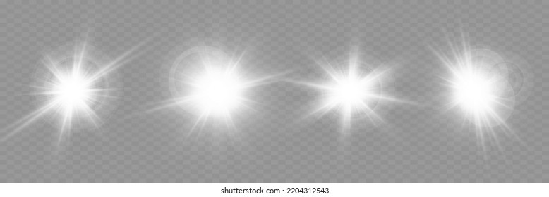 Dazzling flash. Bright Star. Magic dust. Brilliant vector. Bright sun. Glare. shining beam. Rash.