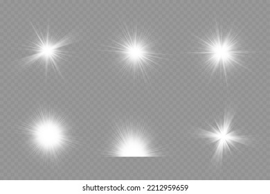 Dazzling flash. Bright Star. Magic dust. Brilliant vector. Bright sun. Glare. shining beam. Rash.