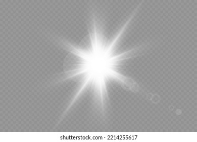 Dazzling flash. Bright Star. Magic dust. Brilliant vector. Bright sun. Glare. shining beam. Rash.