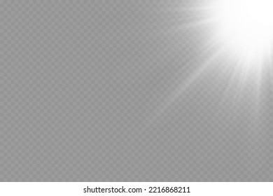 Dazzling flash. Bright Star. Magic dust. Brilliant vector. Bright sun. Glare. shining beam. Rash.