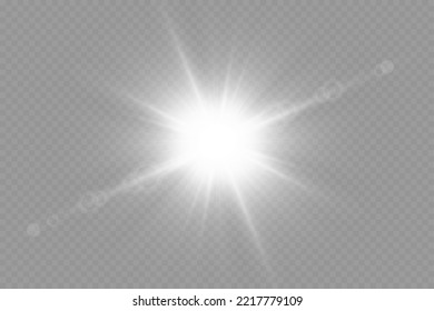 Dazzling flash. Bright Star. Magic dust. Brilliant vector. Bright sun. Glare. shining beam. Rash.