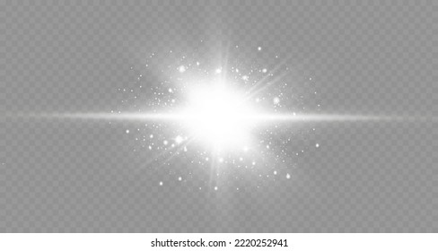 Dazzling Blitz. Heller Stern. Magischer Staub. Brillante Vektorgrafik. Helle Sonne. Schön. leuchtender Strahl. Hautausschlag.