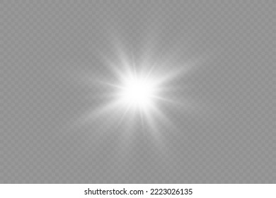 Dazzling flash. Bright Star. Magic dust. Brilliant vector. Bright sun. Glare. shining beam. Rash.
