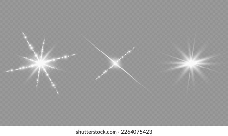 Deslumbrante destello. Estrella brillante. Polvo mágico. Un vector brillante. Sol brillante. Glare. rayo brillante. Erupción.
